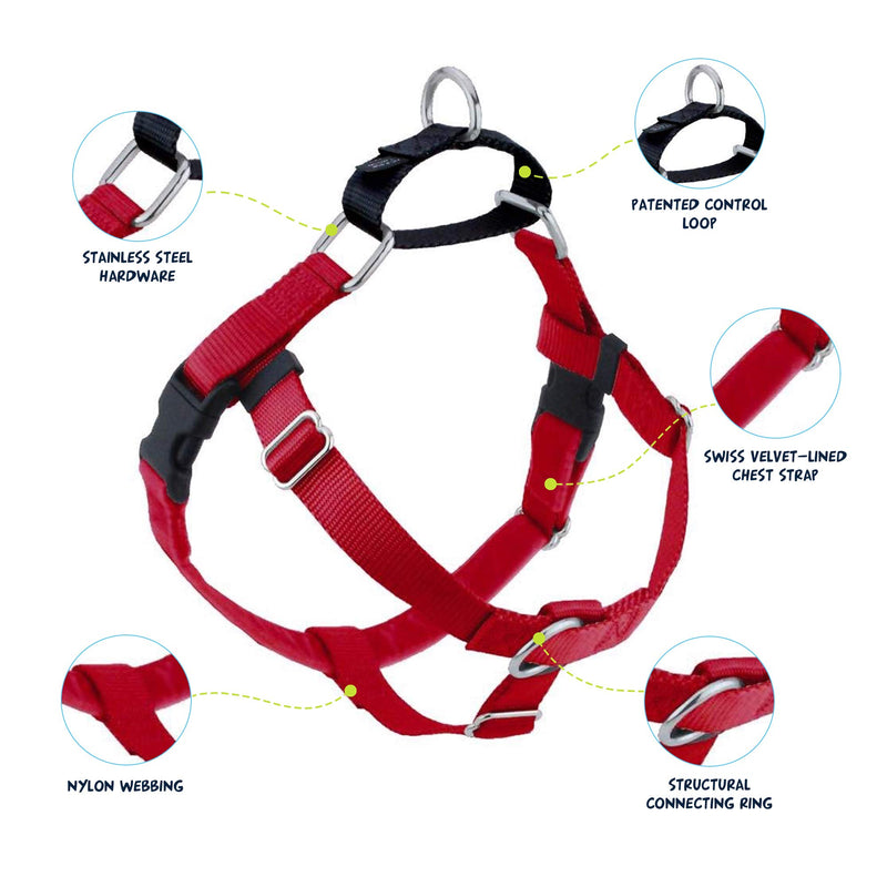 [Australia] - 2 Hounds Design Freedom No-Pull Dog Harness with Leash, Large Red 