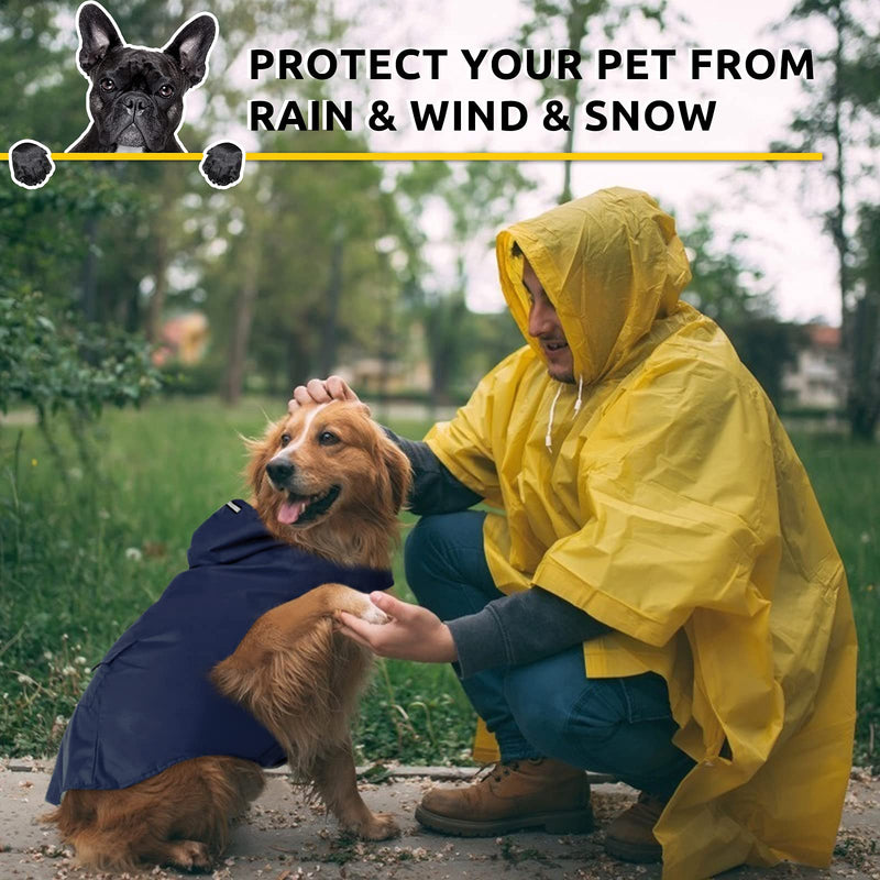 SUNFURA Extra Large Dog Raincoat, Hooded Outdoor Dog Poncho Rainwear with Reflective Strip and Pocket, Breathable Lightweight Dog Rain Coat Jacket for Large Dogs XXX-Large Blue - PawsPlanet Australia