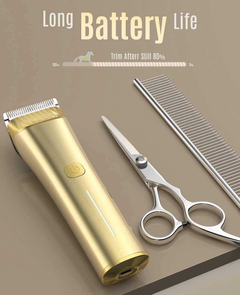 oneisall Horse Clipper for Thick and Matted Hair, Wireless Horse Clipper Long Hair Horse Razor Horse Trimmer with 2 Speeds Gold - PawsPlanet Australia