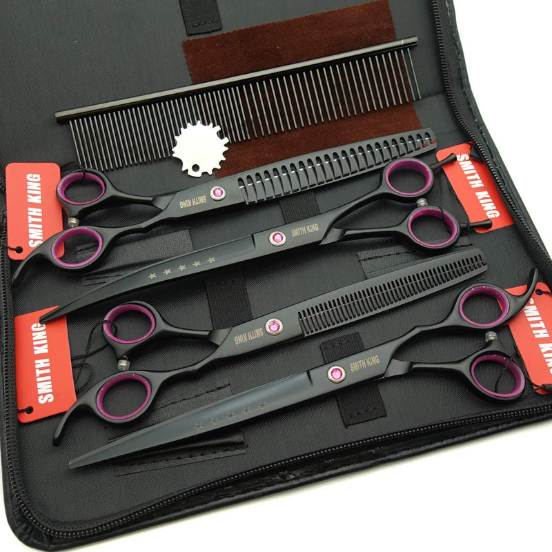 8.0 inches Professional Dog Grooming Scissors Set Straight & thinning & Curved & chunkers 4pcs in 1 Set (with Comb) - PawsPlanet Australia