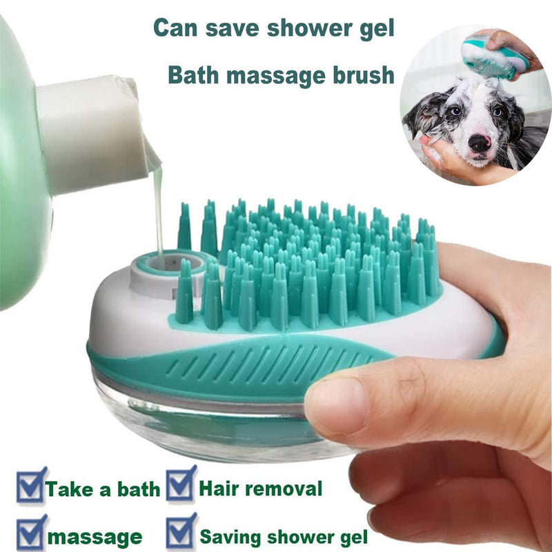 [Australia] - Oupada 2 in 1 Pet Brush Bath Massage Brush,Shampoo Dispenser for Pet Grooming,Deshedding Soft Silicone Bristles Perfect for Washing,Massaging Hair,Remove Loose Fur 