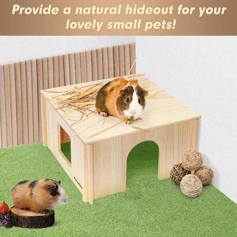 [Australia] - PAWCHIE Wooden Hut with Windows - Detachable and Large Size Wood House, Suitable for Guinea Gigs, Hamsters, Chinchillas and Other Small Animals Hideout Habitat 