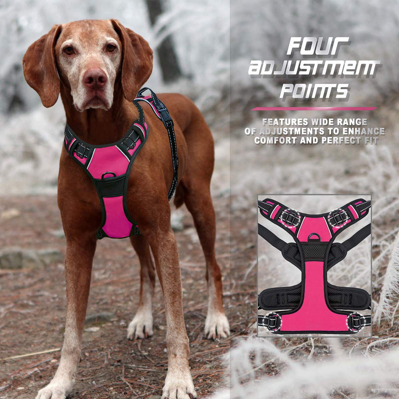 [Australia] - BARKBAY No Pull Dog Harness Front Clip Heavy Duty Reflective Easy Control Handle for Large Dog Walking Large(Chest:27-32") Pink 