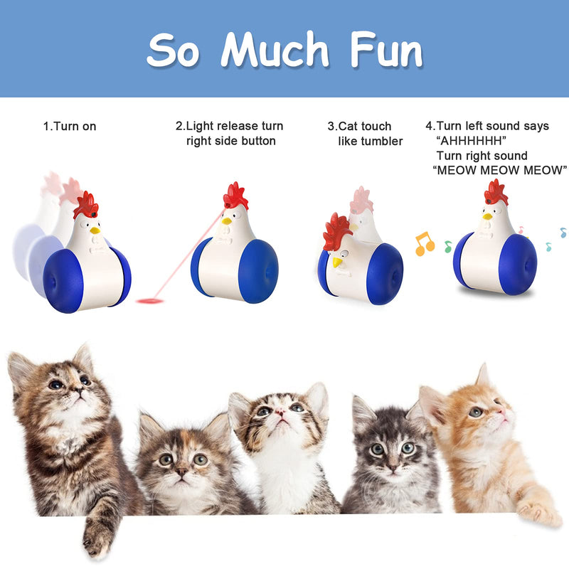 Interactive Cat Toys for Indoor Cats Automatic Cat Teaser Toy USB Charging Cat Toy Self-Weight Balance Kitten Toy Tumbler Pet Toy Multi-Fun Blue - PawsPlanet Australia