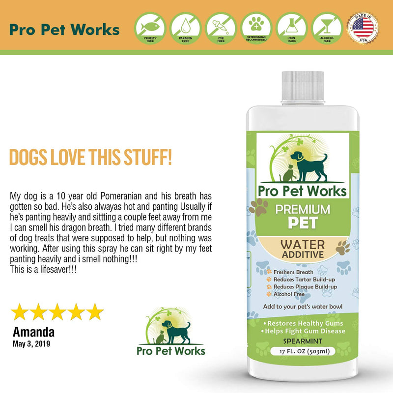 Premium Pet Dental Water Additive for Dogs Cats & Small Animals-Dog Dental Care for Bad Pet Breath-Oral Mouth Care That Fights Tartar, Plaque and Gum Disease- [17 oz] Dog Toothpaste Deodorizer(1btl) - PawsPlanet Australia