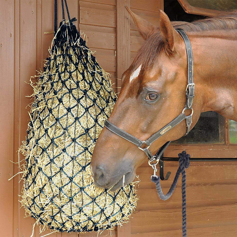 [Australia] - B BLOOMOAK Horse Hay Net 40" Slow Feeder Hay Bag Equestrian Feeding Supplies (Black) Black 