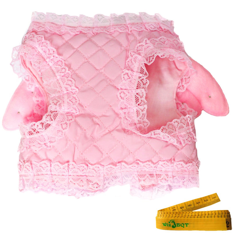 [Australia] - Pink Cute Adorable Pet Cat Dog Harness and Leash Set with Lace Artificial Pearl Angel Wing Large 