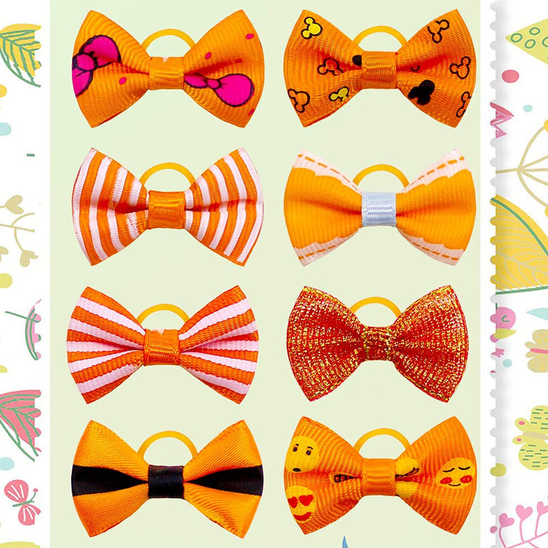 yagopet 40pcs/20pairs Small Dog Hair Bows Autumn Dog Bows Orange Dog Hair Bows Topknot Mix Designs Small Bowknot with Rubber Bands Pet Grooming Products Dog Hair Accessories - PawsPlanet Australia