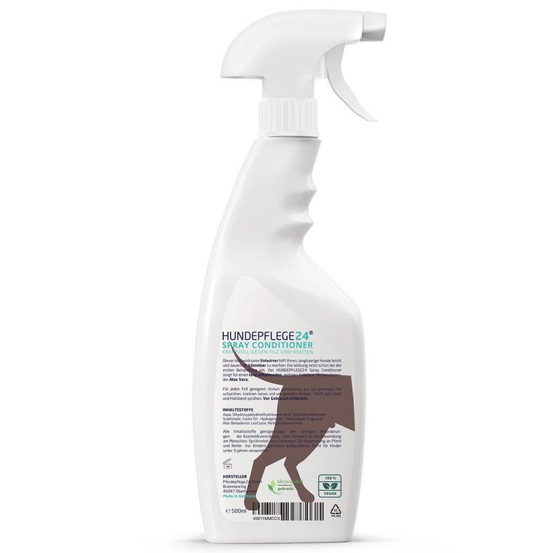 HUNDEPFLEGE24 dog conditioner care spray for effective de-matting, easy combing and gentle fur care for dogs and cats - care combing aid and de-matting spray for dogs long hair and short hair 500 ml - PawsPlanet Australia