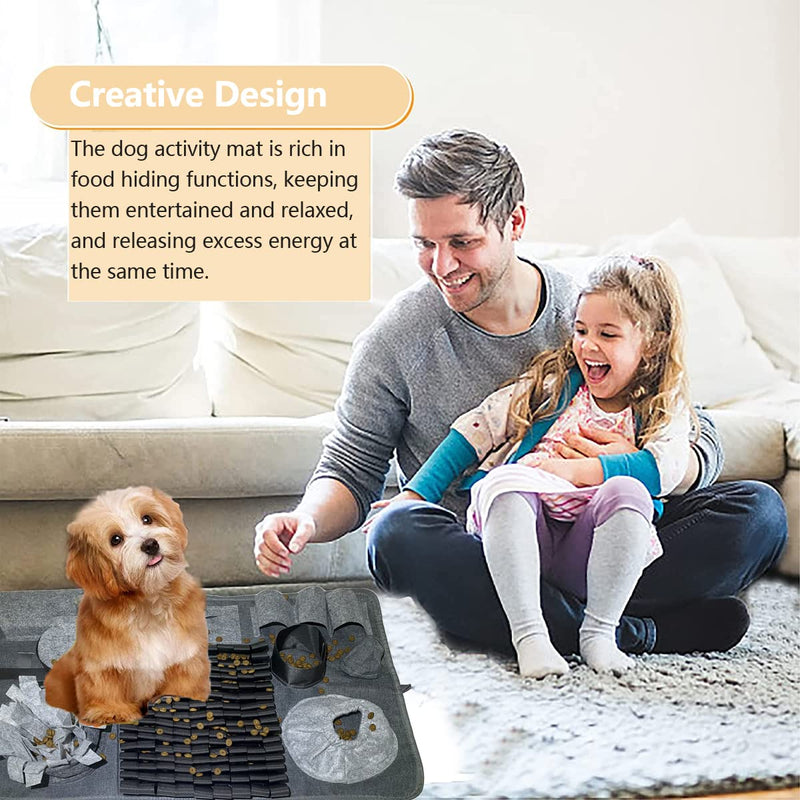 Dog sniffing carpet, washable training mat, feeding mat, sniffing carpet for dogs, smelling training, training mat against boredom and stimulation, slow feeding pad for puppies (66 x 42 cm), grey - PawsPlanet Australia