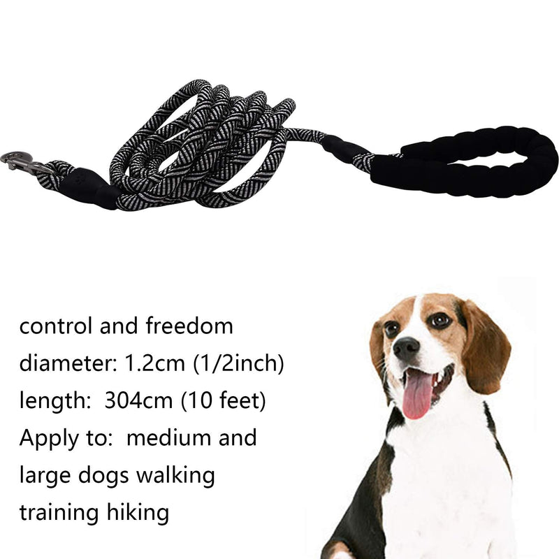 FVILIPUS 10 FT Heavy Duty Dog Leash with Comfortable Padded Handle Reflective Dog Leashes for Dog Leash for Medium and Large Dogs Walking Training Hiking Black - PawsPlanet Australia