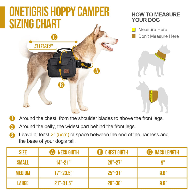 OneTigris Dog Backpack for Hiking Nylon Dog Harness Backpack with Side Pockets for Medium and Small Dogs Black - PawsPlanet Australia