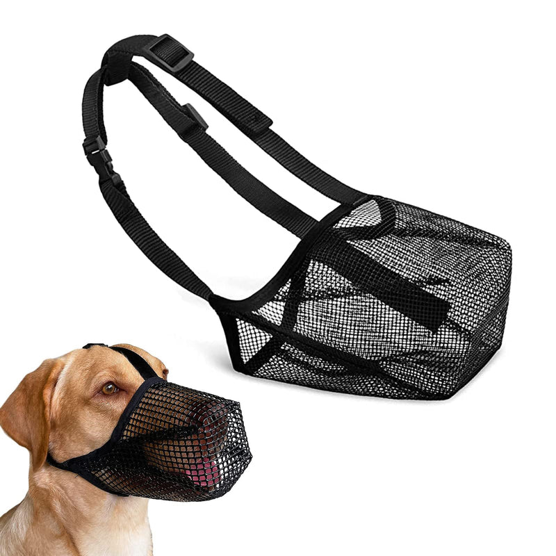 Muzzle with rounded mesh, soft nylon muzzle, adjustable breathable mesh muzzle for small, medium and large dogs to prevent eating (M) M - PawsPlanet Australia