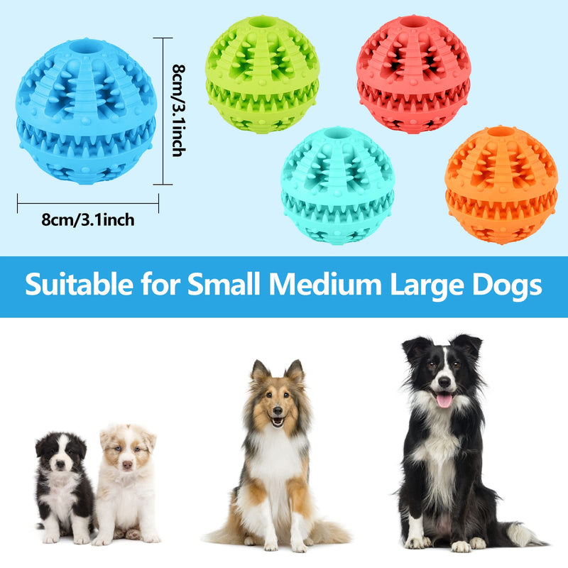 Bojafa Dog Puzzle Toy, Durable Dog Toys Treat Ball for Boredom Small Medium Large Dog Teeth Cleaning Treat Dispensing IQ Training (8 CM Large, Blue) - PawsPlanet Australia