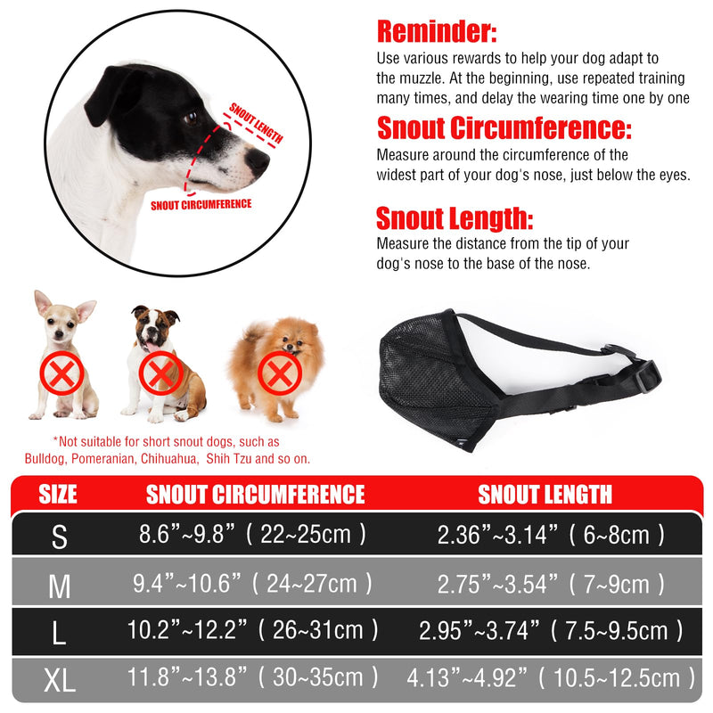 Muzzle for dogs, soft adjustable mesh muzzles, muzzle for dogs with rounded mesh, muzzle for small medium large dogs (L) L - PawsPlanet Australia