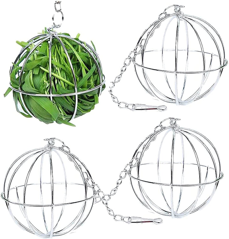 Alalzone Pack of 4 Pet Grass Ball Stainless Steel Hay Ball for Hanging Small Animal Toy Ball Hay Ball Pet Toy for Guinea Pigs, Hamsters, Rats, Rabbits Rodents for Style 6 - PawsPlanet Australia