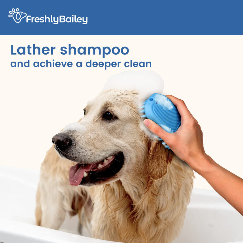 Freshly Bailey Rubber Dog Bath Brush - Silicone Pet Wash & Massage Brush - Perfect for Bathing, Massaging, & Deshedding - Use Wet or Dry, De-shed or Use it to Lather Shampoo For Deeper Clean - Loved by Dogs & Pet Parents - PawsPlanet Australia