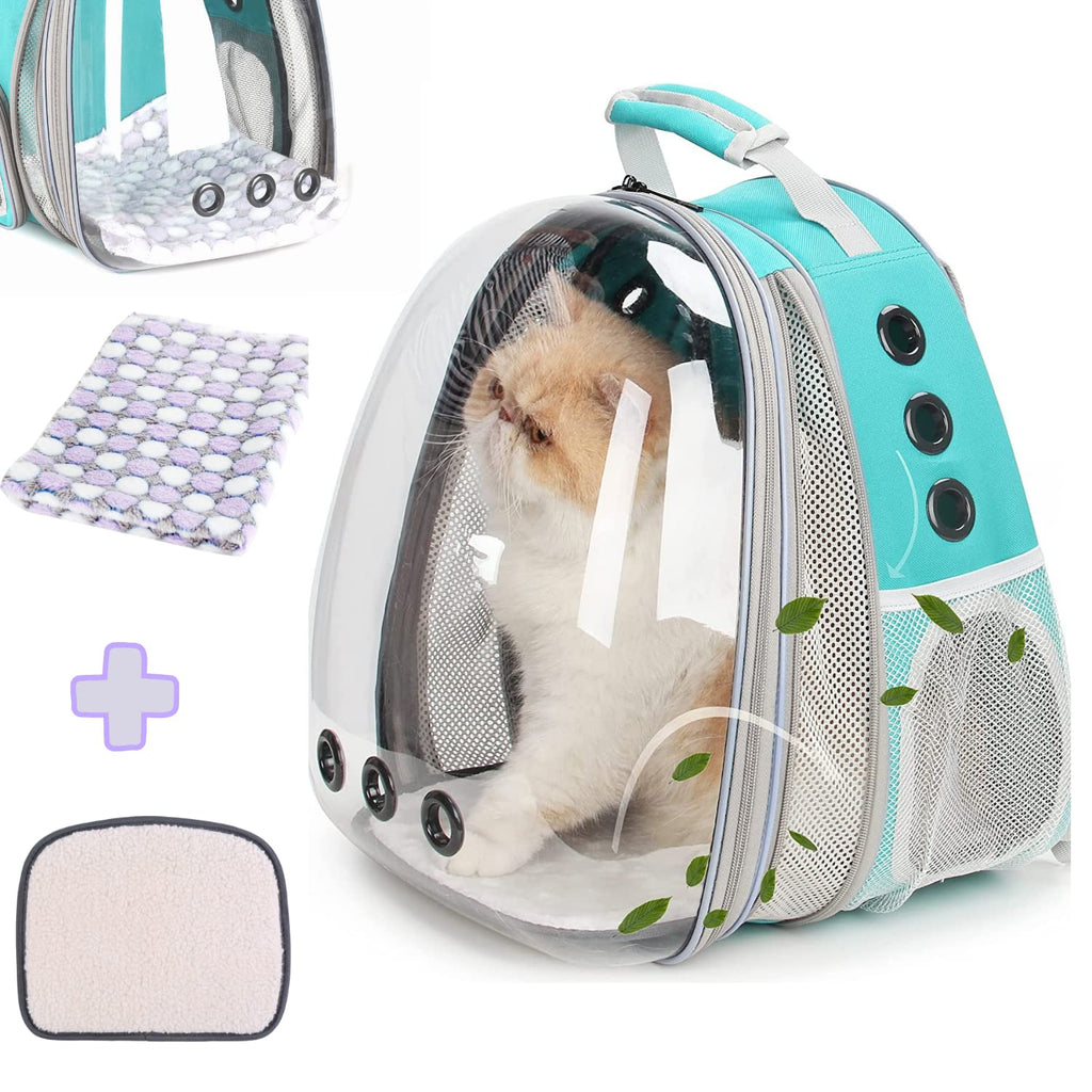 Lollimeow Pet Backpack, Bubble Cat Backpack, Cats and Dogs, Airline Approved, for Travel, Hiking, Walking and Outdoor Use, Front Expandable Green Front Expandable Green - PawsPlanet Australia