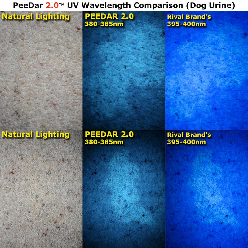 [Australia] - PeeDar 2.0 UV Pet Urine Detector Black Light Flashlight + Cat & Dog Behaviorist Book + 3 AAAs. Ultra Bright Optimal 380-385NM LEDs Find Invisible Stains Instantly! Rid Cat, Dog Pee Issues Forever. 