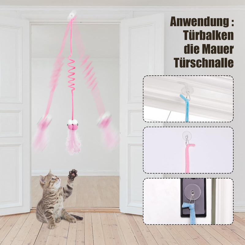 Bestomrogh Pack of 4 Cat Toys Self-Employment Hanging Door Frames, Adjustable Ball Teaser Toy with Bell, Cat Interactive Toy for Indoor Kitten Chase - PawsPlanet Australia