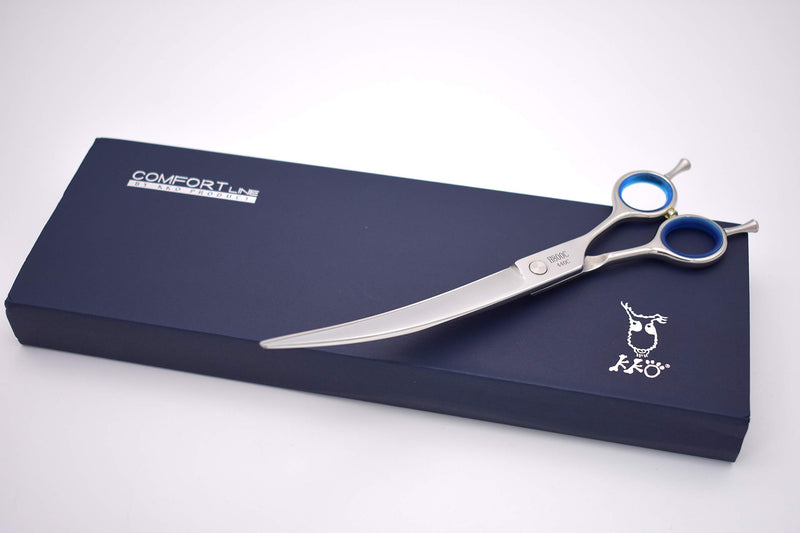 [Australia] - KKO Professional Dog/Pet Grooming Shears/Scissors 5.5'/6'/6.5"/7"/7.5"/8" Left/Right Handed Curved Shears/Straight Scissors Japan Craft Stainless Steel 440c Forged 8.0" Curved Blue Diamond 