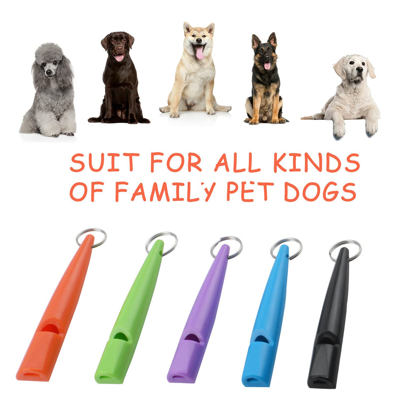 ROLLMOSS 5 Pcs Dog Whistle to Stop Barking Neighbors Dog, High Pitch Plastic Dog Whistle to Make Dogs Come to You, Silent Dog Whistle, Professional Dog Whistle Training with Lanyards and Key Rings - PawsPlanet Australia