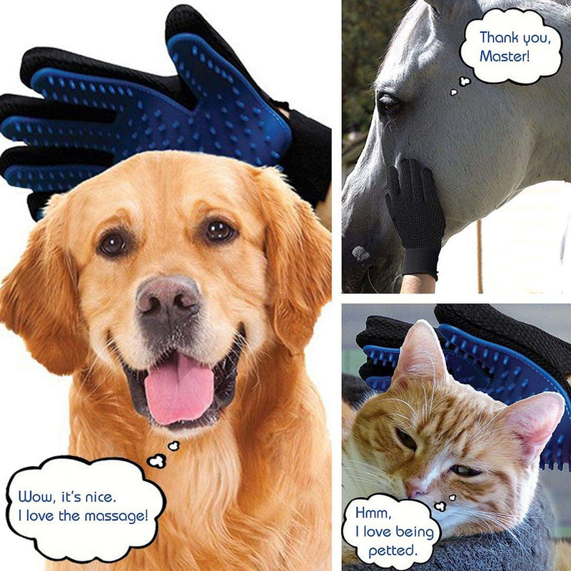 [Australia] - Pet Cat-Dog Grooming Glove - Brush Glove Hair Removal for Dogs/Cats,Pet Massage Gloves Left & Right Hand Draw Dogs Cats Horses Long Short Fur 