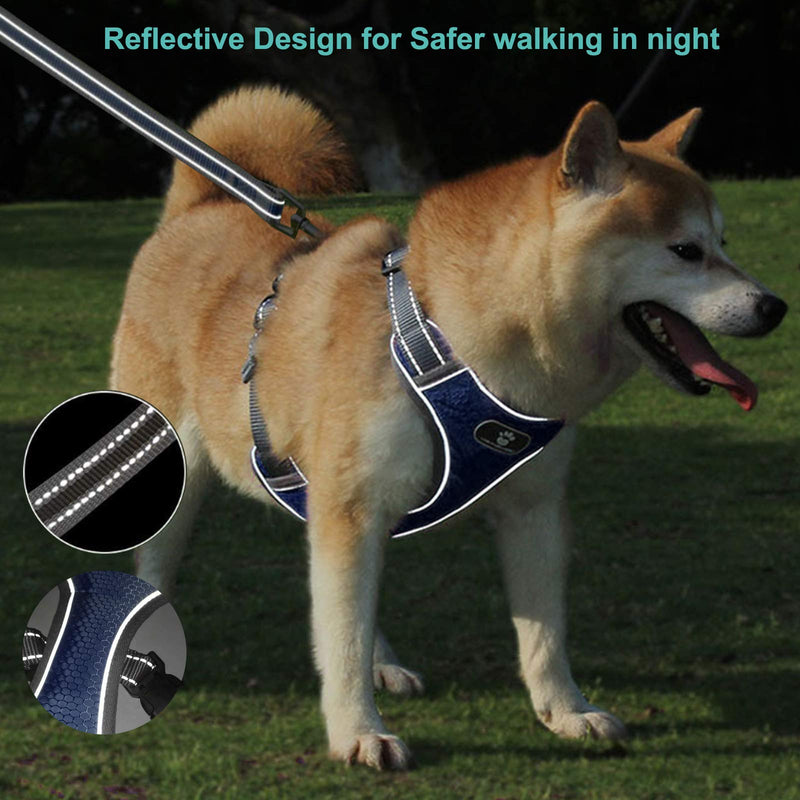 EEEKit Dog Harness with Leash, Extra Large Dog Harness No Choke Adjustable Pet Reflective Oxford Soft Vest for X-Large Dogs Easy Control Harness Blue - PawsPlanet Australia