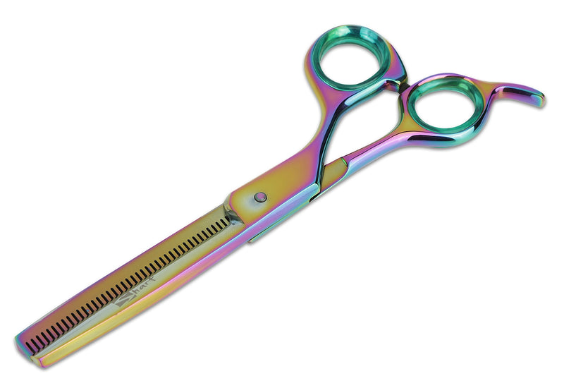 [Australia] - Sharf Gold Touch Pet Shears, 6.5" 42-Tooth Rainbow Thinning Shear for Dogs, 440c Japanese Stainless Steel Dog Thinning Shears 