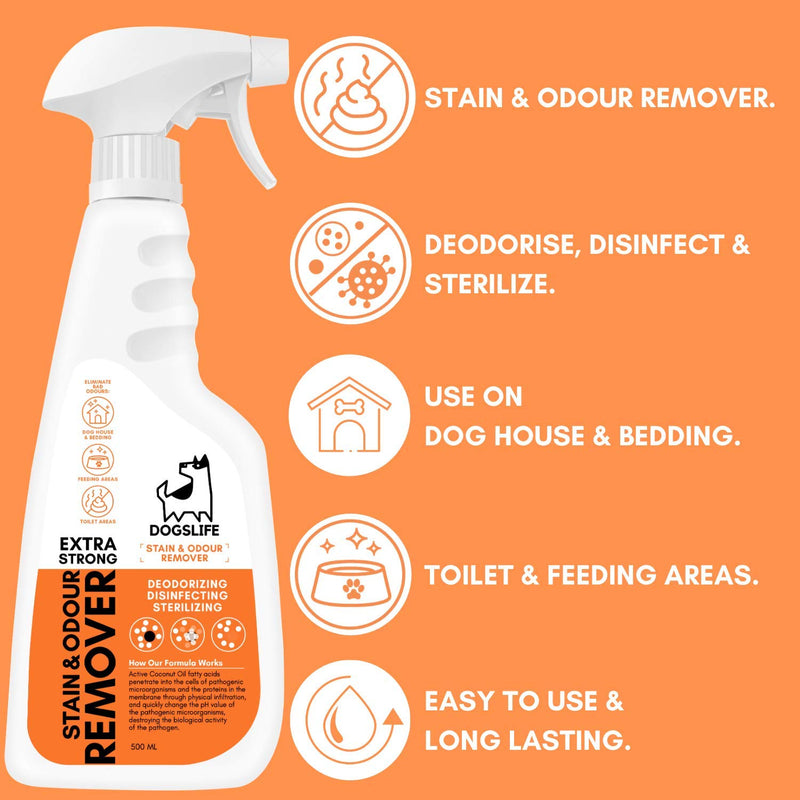 Dog Odour & Stain Remover | 2-IN-1 Urine Stain & Smell Eliminator | Deodorise, Disinfect & Sterilise | Multi Surface Stain and Odour Eliminator For Dogs | Natural Enzymatic Stain Remover - PawsPlanet Australia