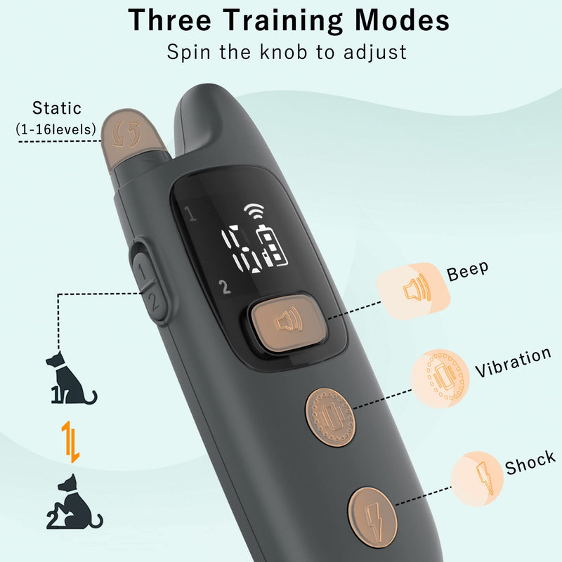 PATPET Dog Training Collar with Remote - 3 Modes Rechargeable Dog Shock Collar for 2 Dogs, IPX7 Waterproof Shock Collar with Security Keypad Lock - PawsPlanet Australia