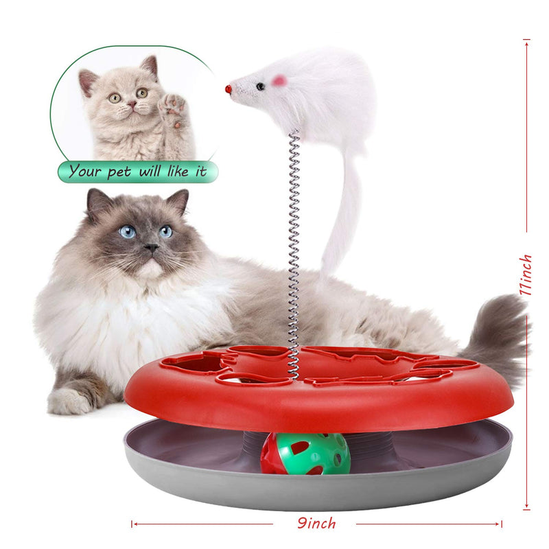 Cat Toys, Interactive Cat Toys for Indoor Cats, Kitten Toys Tracks with Catnip, Spring Pet Toy with Roller Balls Teaser Mouse (Red) Red - PawsPlanet Australia