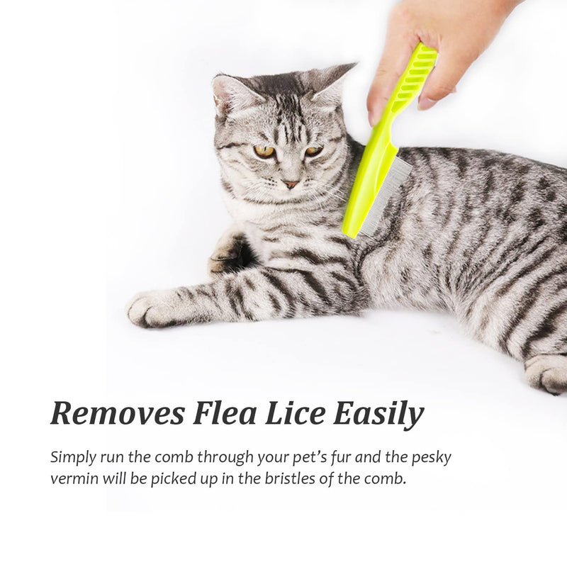 ZENVALY Flea Comb, Flea Tear Stain Remover Comb, Lice Comb Dust Comb for Cats Dogs, Pet Comb Removing Fleas, Comb for Lice Knots Dirt, Green - PawsPlanet Australia