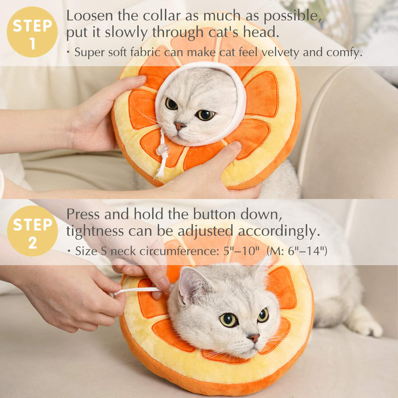 ANWA Adjustable Cat Cone Collar Soft, Cute Cat Recovery Collar, Cat Cones After Surgery for Kittens Small (under 7 lbs) Orange - PawsPlanet Australia