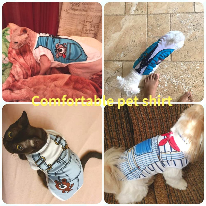 Sebaoyu Dog Clothes for Dogs Boy -4 Pack Summer Pet Shirts Fake Suspender Vest Puppy Accessories Breathable Mesh Clothes for Small to Large Dogs Cat Strap/tie/bow tie/stripes X-Small/2.2-4.4LB - PawsPlanet Australia