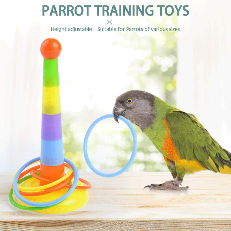 gerFogoo 7 Pack Bird Training Toy Parrot Toys, Including Shopping Cart Stacking Ring Toy Skateboard Parrot Interactive Toy for Small Parrots, Parakeets, Conures, Cockatiel, Budgie and Love Birds - PawsPlanet Australia