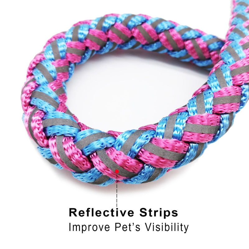 [Australia] - Mycicy Rope Dog Leash - 6 Foot Reflective Dog Leash - Mountain Climbing Nylon Braided Heavy Duty Dog Training Leash for Large and Medium Dogs Walking Leads 6ft * 1/2" pink 