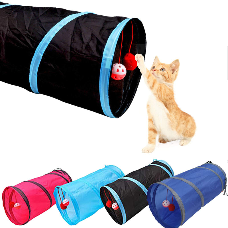 [Australia] - iCAGY Cat Tunnel for Indoor Cats Interactive, Rabbit Tunnel Toys, Pet Toys Play Tunnels for Cats Kittens Rabbits Puppies Crinkle Collapsible S - 20" Black 