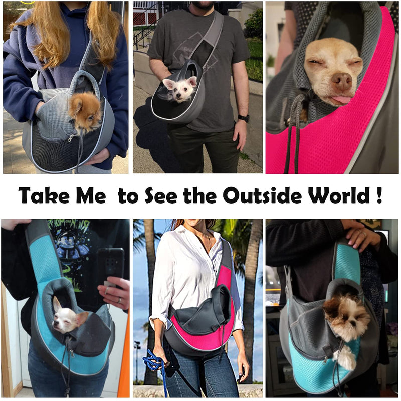 WOYYHO Pet Dog Sling Carrier Puppy Sling Bag Small Dogs Cats Carrier Adjustable Strap Mesh Hand Free Dog Satchel Carrier for Outdoor Travel Small (Pack of 1) A-Black - PawsPlanet Australia