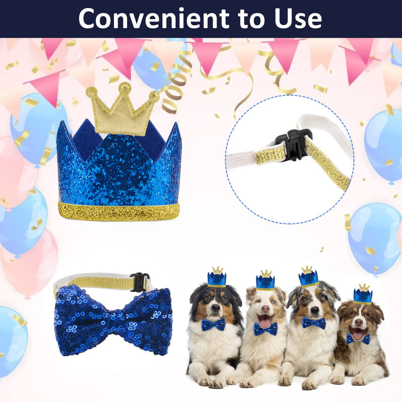 HACRAHO Dog Birthday Bandana Hat Bow Tie Set, 3 PCS Happy Birthday to You Dog Birthday Bandana Dog Triangle Bibs Scarf Bowtie Collar with Crown Dog Birthday Hat for Dog Birthday Party - PawsPlanet Australia