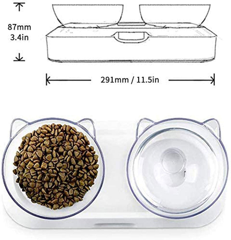 Hamkaw Double Pet, Raised Cat Non-Spill Design, Multi-Purpose Bowl for Dogs Food and Water Feeder, - PawsPlanet Australia