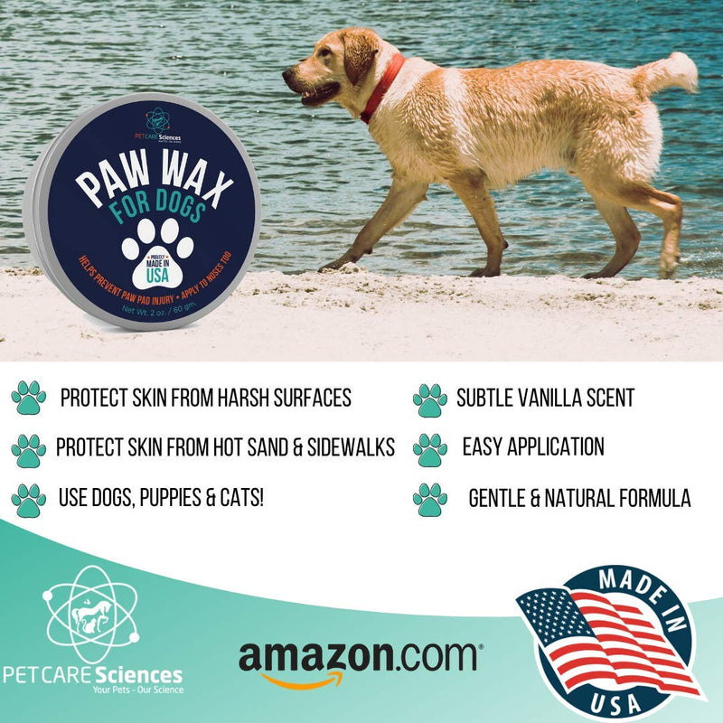 [Australia] - PET CARE Sciences Dog Paw Wax, Nose Cream and Dog Paw Balm. Protects, Soothes and Repairs Delicate Paws and Snouts, Protection, Vanilla Scent, Made in The USA, 2 Oz Tin 