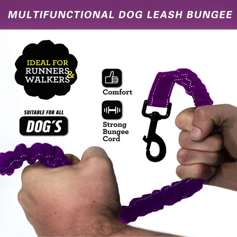 Soft Handle Leash,4-6FT Dog Bungee Leash,Heavy Duty Elastic Bungee Dog Leash,Reflective Nylon Training Leash with Soft Double Handle Padded,Suitable for Medium and Large Dogs (Purple, 4-6FT) Purple - PawsPlanet Australia