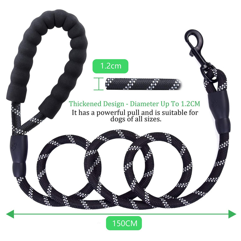 Rope Dog Lead, Befekt Gears 5FT Durable Rope Twist Lead with Soft Padded Handle and High Reflective Threads for Small, Medium and Large Dogs - PawsPlanet Australia