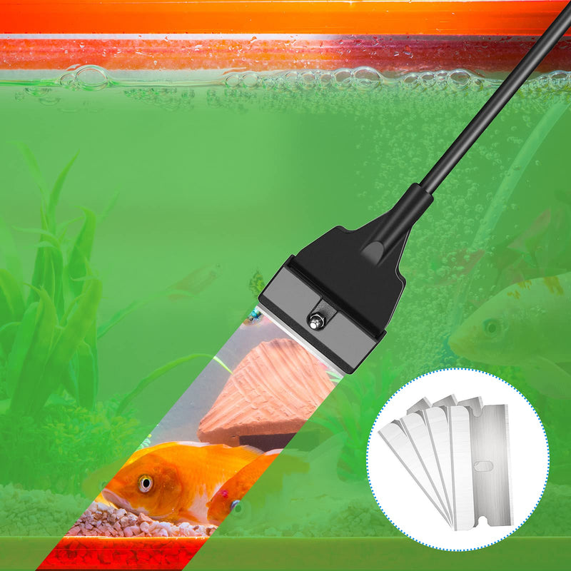 Aquarium Algae Scraper Cleaner Tool Kit with 5 Stainless Steel Blades Fish Tank Scraper Long Handheld Aquarium Cleaning Tool Remove Thick Residue for Fish Reef Plant Glass Tank, 21.65 Inch - PawsPlanet Australia