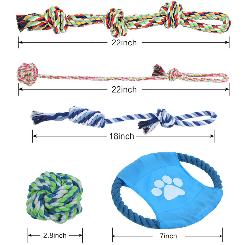 Elfirly Dog Rope Toys Set 5 pack Pet Chewing Toys Durable Cotton Rope Knot Toys and Dog Ball for Puppy Medium and Large Dogs - PawsPlanet Australia