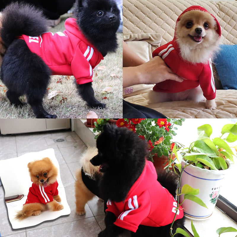 QiCheng&LYS Dog Hoodies Clothes,Pet Puppy Cat Cute Cotton Warm Hoodies Coat Sweater (Red, X-Large) Red - PawsPlanet Australia