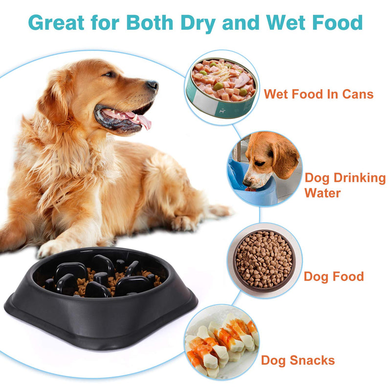 Healthy Slow Feeder Dog Bowl for puppies/medium-sized dogs, Bloat Stop Puppy Food Bowl Maze Interactive Puzzle Pet Bowl Non Skid Black A-black - PawsPlanet Australia