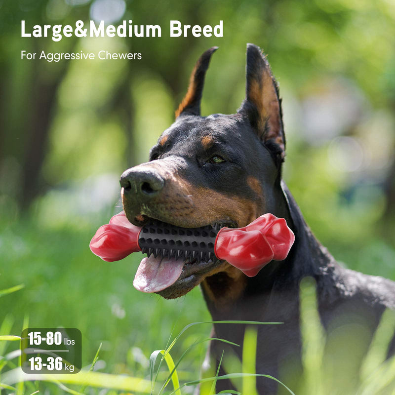 Dog Toys for Aggressive Chewers Large Medium Breed, Apasiri Dog Chew Toys, Dog Bones Made with Natural Rubber and Nylon, Large Dog Toys, Puppy Chew Toys Teething Toys Indestructible Durable Tough Medium & Large Black-Bacon Flavor - PawsPlanet Australia