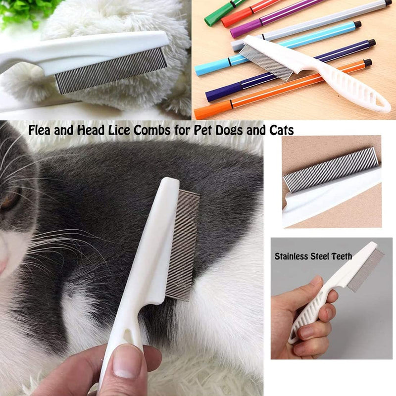 Zeayebsr Pack of 2 Dog Combs, Cat Combs, Steel Dog Combs, Metal Steel Cat Combs, Cat Combs, Medium Length Hair (Blue + White) - PawsPlanet Australia